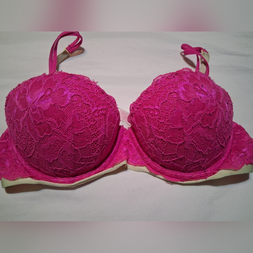 Victoria’s Secret PINK Lace Push-Up Bra - Hot Pink / Fuchsia - 34B
